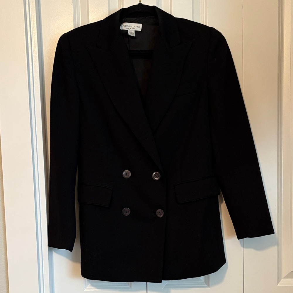 Brunello Cucinelli Elegant Cashmere Black Blazer